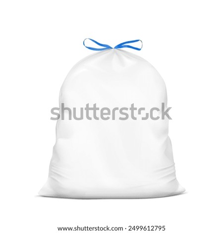 Drawstring handle trash bag mockup. Realistic vector illustration isolated on white background. Ready for your design. EPS10.