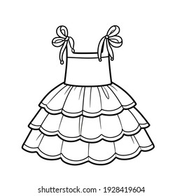 Drawstring sundress for girl outline for coloring on a white background