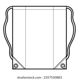 drawstring swim bag flat sketch vector illustration technical cad drawing template