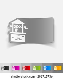 draw-well paper sticker with shadow. Vector illustration