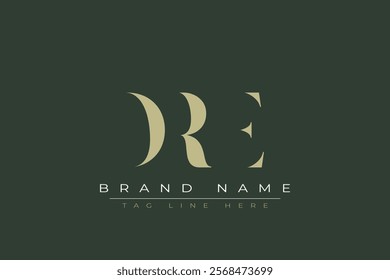 DRE abstract letter logo design. This logo is designed by three abstract letters.