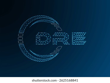 DRE low poly letter logo vector design. DRE lower poly logo design. 