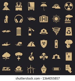 Dreadful disaster icons set. Simple style of 36 dreadful disaster vector icons for web for any design