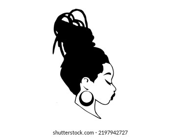 Dreadlock, Black woman face icon 