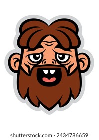 Dreadlocks men with facial hair happy and smile. Best for badge, sticker, emoticon, and logo with caveman themes