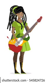 dreadlocks rasta reggae guitarist guitar african girl