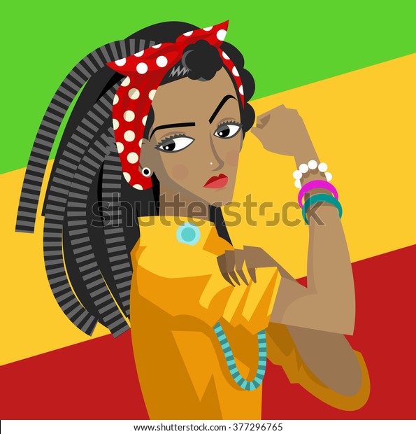 Dreadlocks Rasta Woman Stock Vektorgrafik Lizenzfrei 377296765