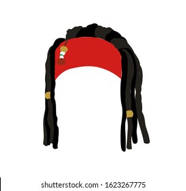 Dreadlocks wig. Cartoon sticker in vector 