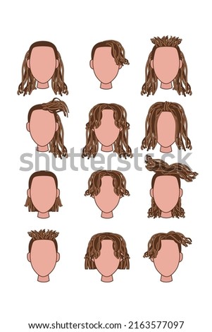 dreads cartoon design modern vector set