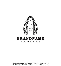 Dreads Logo Cartoon Template Icon Design Black Modern Isolated Vector Illustration