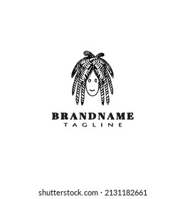 Dreads Logo Cartoon Template Icon Design Black Modern Isolated Vector Illustration