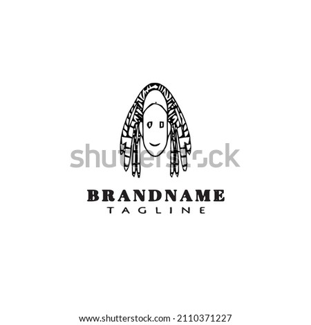 dreads logo cartoon template icon design black modern isolated vector illustration