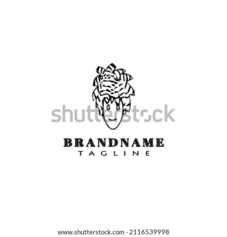 dreads logo cartoon template icon design black modern isolated vector illustration