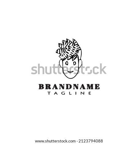 dreads logo cartoon template icon design black modern isolated vector illustration
