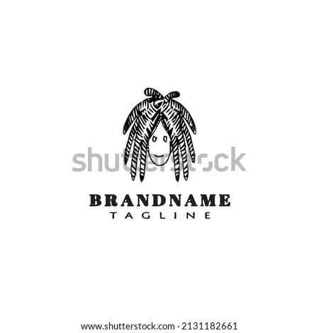 dreads logo cartoon template icon design black modern isolated vector illustration