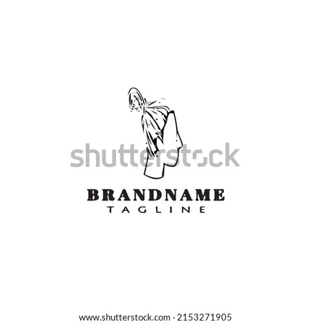 dreads logo cartoon template icon design black modern isolated vector illustration
