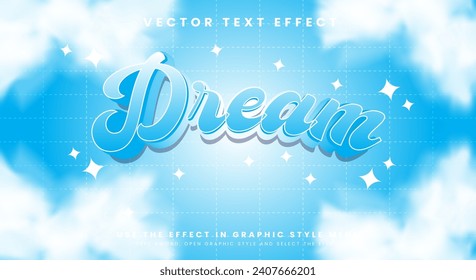 Dream 3d kids editable text effect Template with Cloudy Background