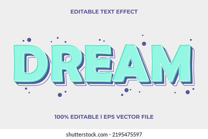 dream 3d text effect with cute theme. blue typography template for modern tittle