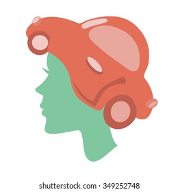 Dream about car. Vector silhouette.