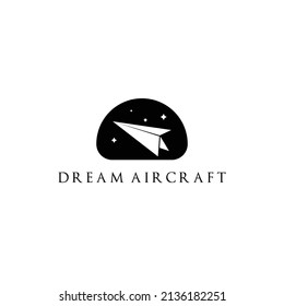 Dream aircraft logo design inspiration. Silhouette paper airplane logo template. Vector Illustration