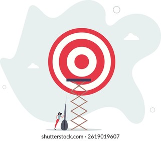 Dream big aim high, ambition and challenge to success in business, motivation to achieve big goal or target, career development concept. character life .