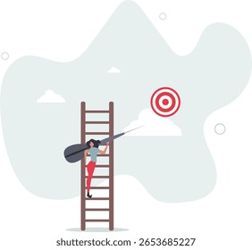 Dream big aim high, ambition and challenge to success in business, motivation to achieve big goal or target,human life.