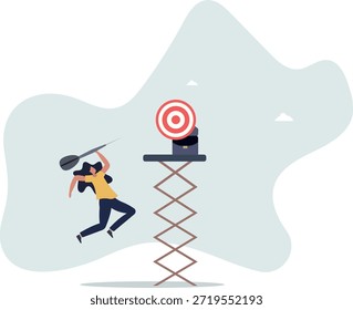Sueño de gran objetivo, alta ambición y desafío al éxito en los negocios, motivación para lograr gran objetivo o meta, vida y empleo de las personas.