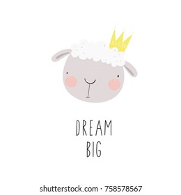 Dream Big card with cute sheep