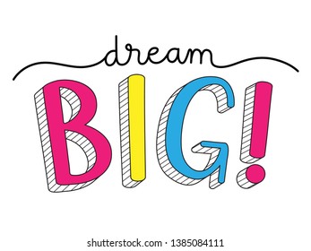 DREAM BIG! colorful vector hand lettering banner