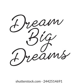 dream big dreams text on white background.