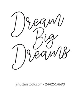 dream big dreams text on white background.