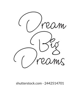 dream big dreams text on white background.