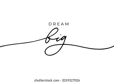 Sueña con letras vectoriales escritas a mano con chispas. Caligrafía de línea negra dibujada a mano aislada en fondo blanco. Cita positiva e inspiradora. Caligrafía vectorial de la línea de la pluma. Tarjeta de felicitación