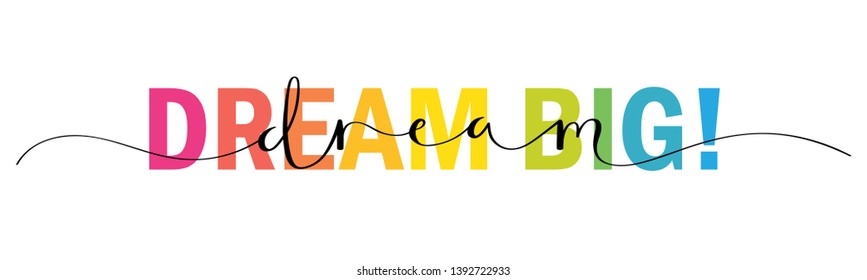 DREAM BIG! mixed typography banner with brush calligraphy