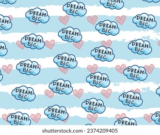 Traum-Großdruck mit Wolken auf gestreiftem Hintergrund