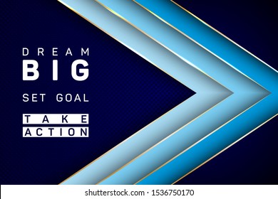 Dream big, set goal, take action business quote poster. Vector banner with motivational life, sport or business slogan. Dream big quote, set goal inspirational text, motivation to take action.