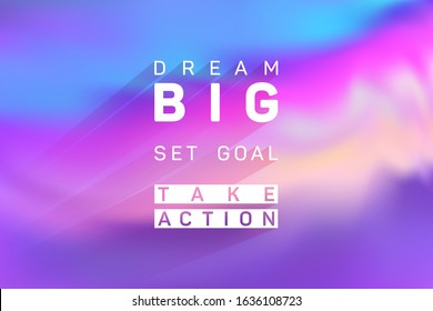 Dream big, set goal, take action business quote poster. Vector banner with motivational life, sport or business slogan. Dream big quote, set goal inspirational text, motivation to take action.