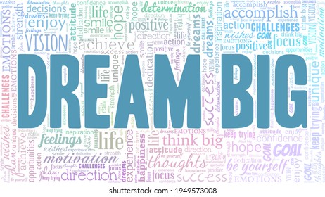 Dream big vector illustration word cloud isolated on a white background.