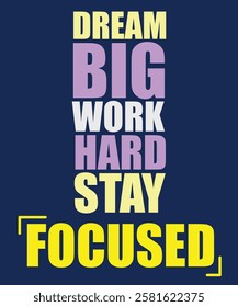 dream big work hard stay focused motivational quote design, motivational quotes design, motivational posters, motivational images, quote design