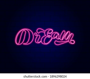 Dream brush lettering. Vector stock illustration for card