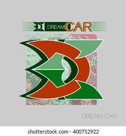 Dream car.
Monogram and symbol and text, design study on a specific theme.