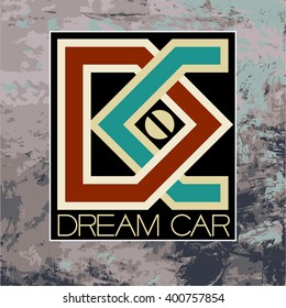 Dream car.
Monogram and symbol and text, design study on a specific theme.