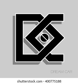 Dream car.
Monogram and symbol and text, design study on a specific theme.