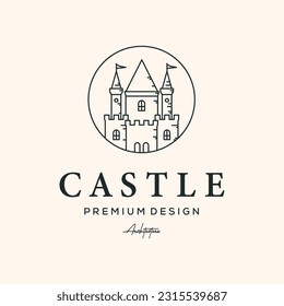 dream castle line art logo vector minimalist illustration design, magic castle logo design