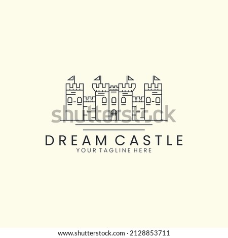 dream castle with line style logo icon template design. fantasy, world, star, moon vector illustration