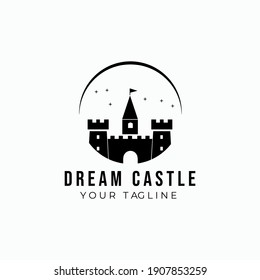 dream castle logo illustration silhouette vintage  template design