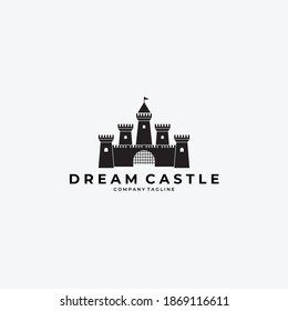 Dream Castle Logo Vector Illustration Vintage Design Art