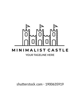 dream castle minimalist logo line art design vector illustration
