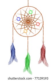 dream catcher against white background, abstract vector art illustration