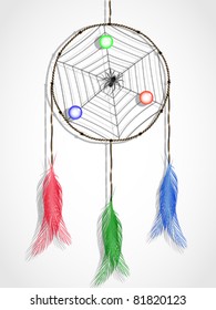 dream catcher against white background, abstract vector art illustration